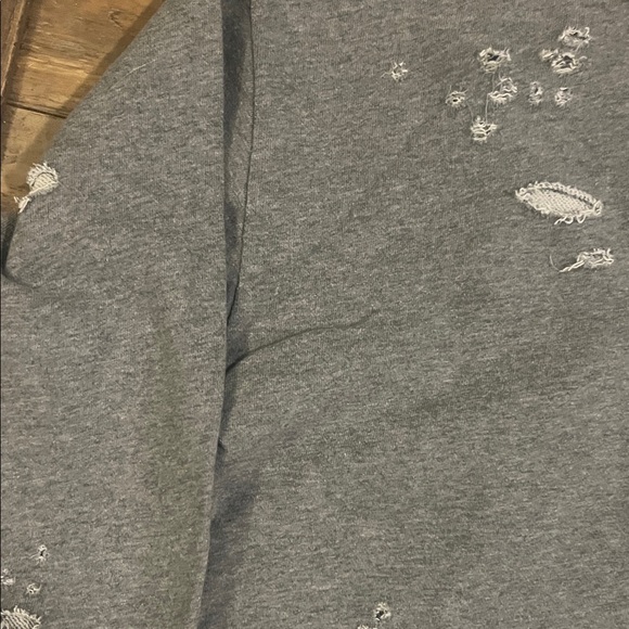 Express Gray Distressed Sweatshirt - Picture 4 of 6